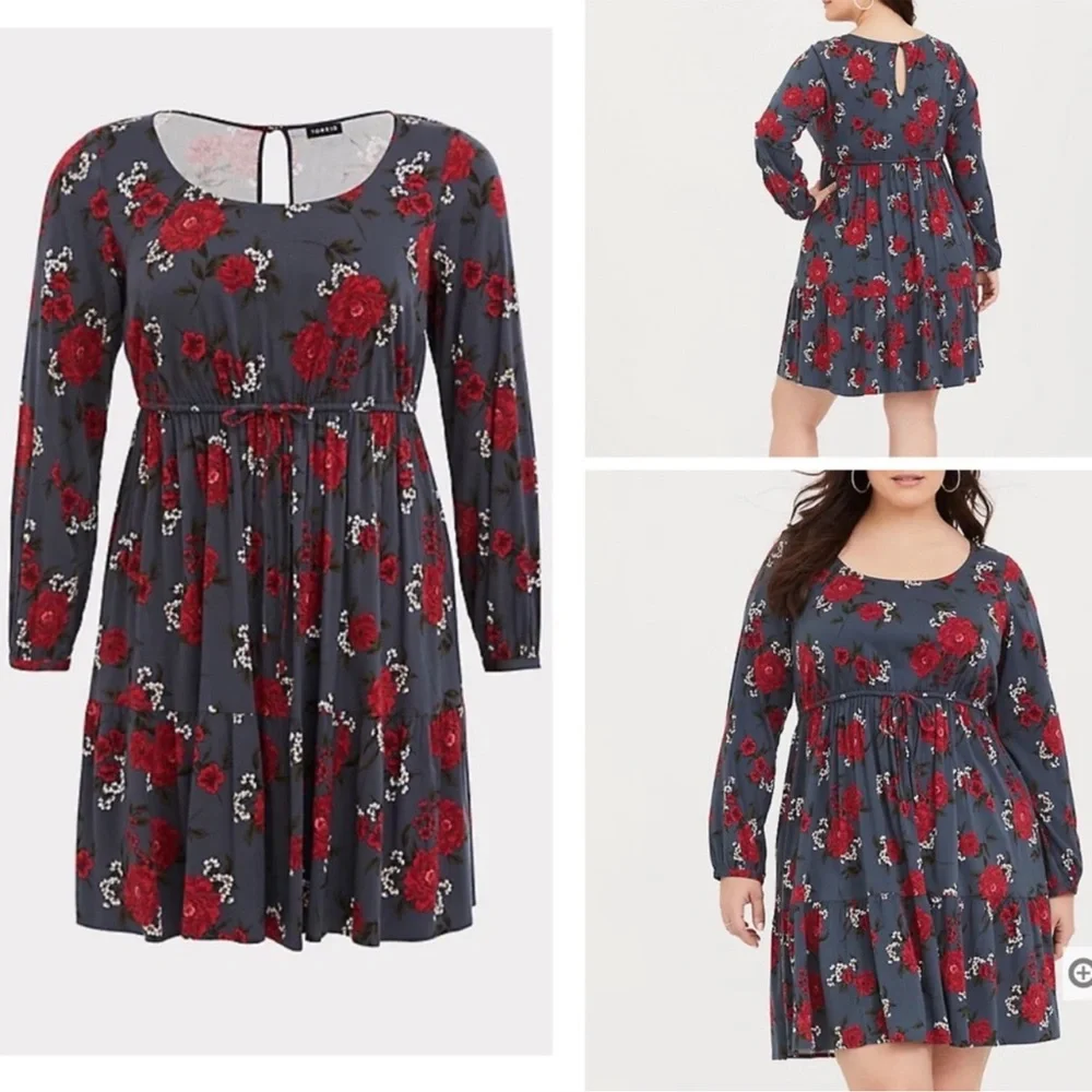 Torrid Long Sleeve Skater Dress Size 1 - Picture 5 of 5